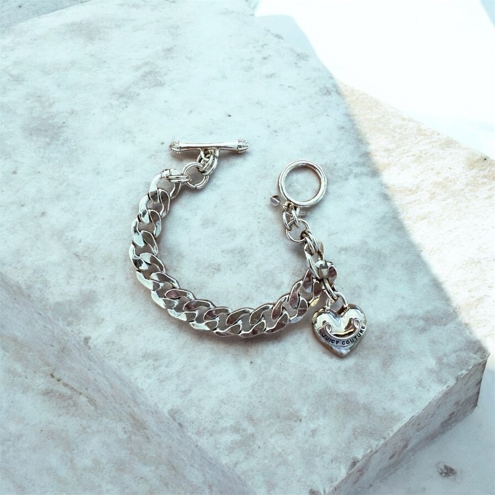 Vintage Juicy Couture Silver Heart Charm Bracelet